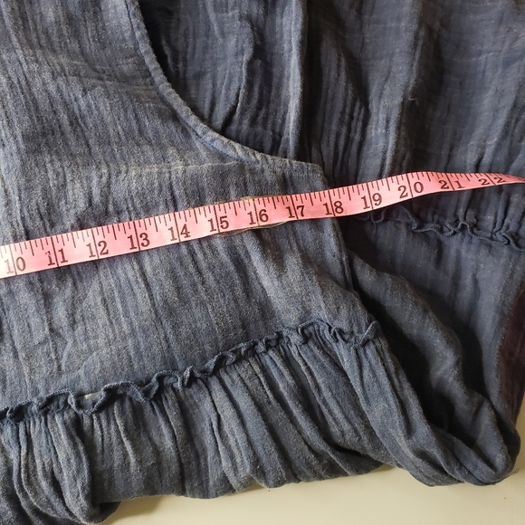 Simply Southern Ctn Gauze Trapeze Tiered Ruffle Collar Tie Back Neck Distressed - Picture 8 of 16